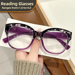 Square Cat Eye Framed Reading Glasses in Colorful Designs, Reading Eyeglasses, Retro Style +1.0 to +4.0 Magnification, Unisex Trendy Large Frame for Stylish Readers, High Quality Eyewear