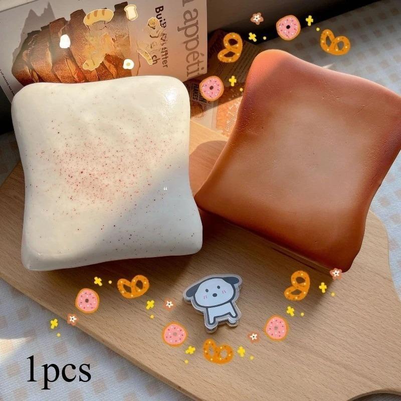 Jasmine Toast Bread Squishy Toy Cross-Border Novel Soft Squeeze Tool Sticky Slow Rebound Wet Texture Stress Relief Fidgeting DIY Stress Relief Sensory Fidget Toy for Kids Adults