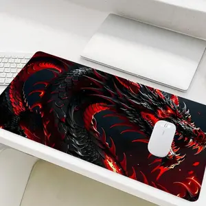 Dragon Pattern Mouse Pad, Large Gaming Mouse Pad, Office Desk Accessories, Non-slip Rubber Base Stitched Edge Desk Pad for Laptop Desktop