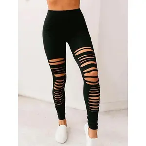 Black wavy high-waisted non-tight women’s pants; comfortable, fashionable, casual elastic skinny pants; women’s bottoms; summer set GARMENTARY