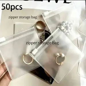 Reusable Transparent Storage Bag, PVC Self-Seal Jewelry Bag, Portable Zipper Dustproof Bag for Cables, Chargers, Small Accessories