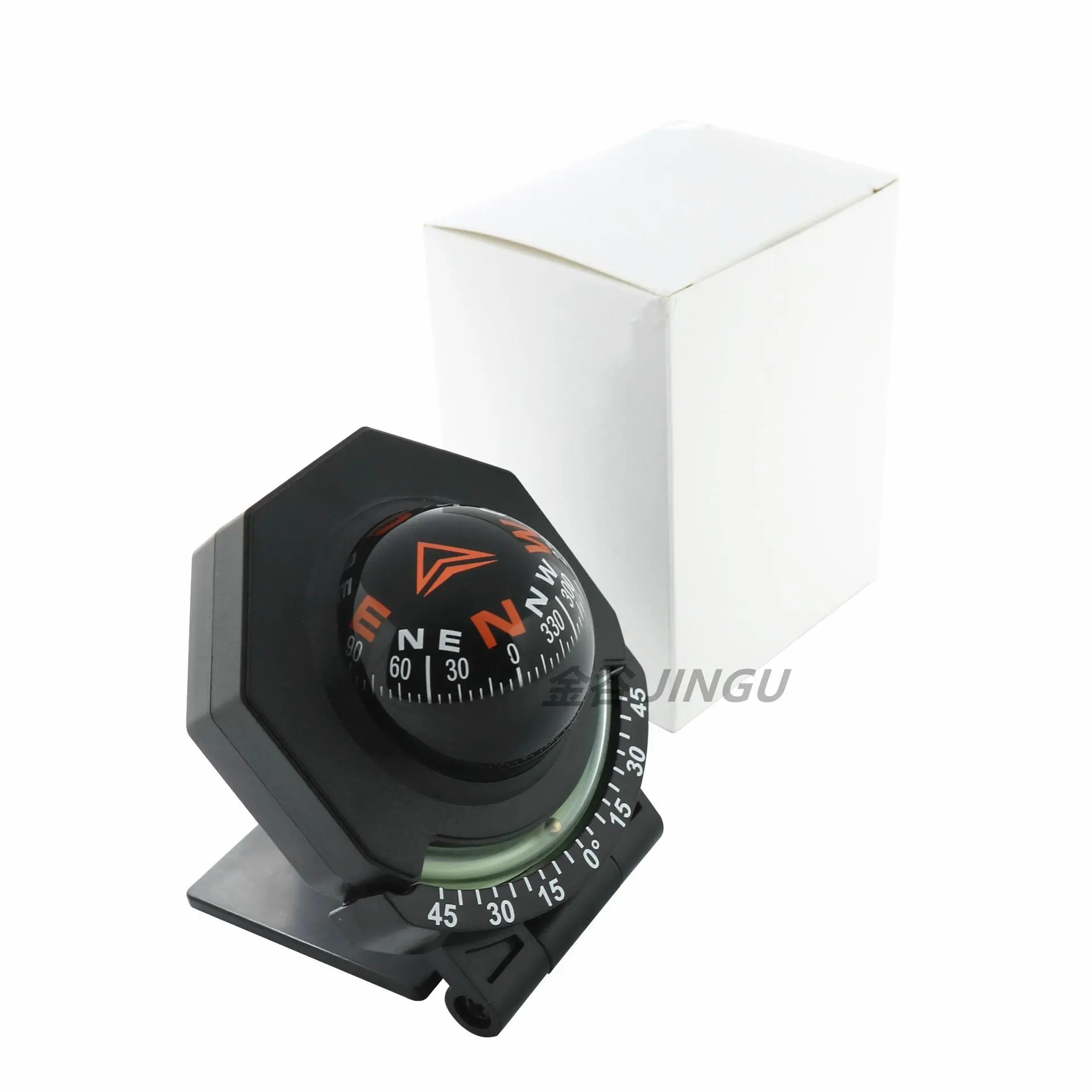 Outdoor Dashboard Car Compass and Inclinometer - Glow-in-the-Dark, 360° Rotating Dial, Heat-Resistant Durable ABS Shell, Aluminum Pads for Hiking & Boating Water Sports, Materials