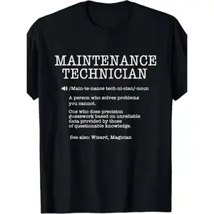 100% Cotton Maintenance Technician Repair Worker Handyman T-Shirt - Soft Breathable Casual Round Neck Tee with Handyman & Tools Graphic Print, Unisex for Men & Women, Machine Washable Workwear Gift Crewneck Menswear