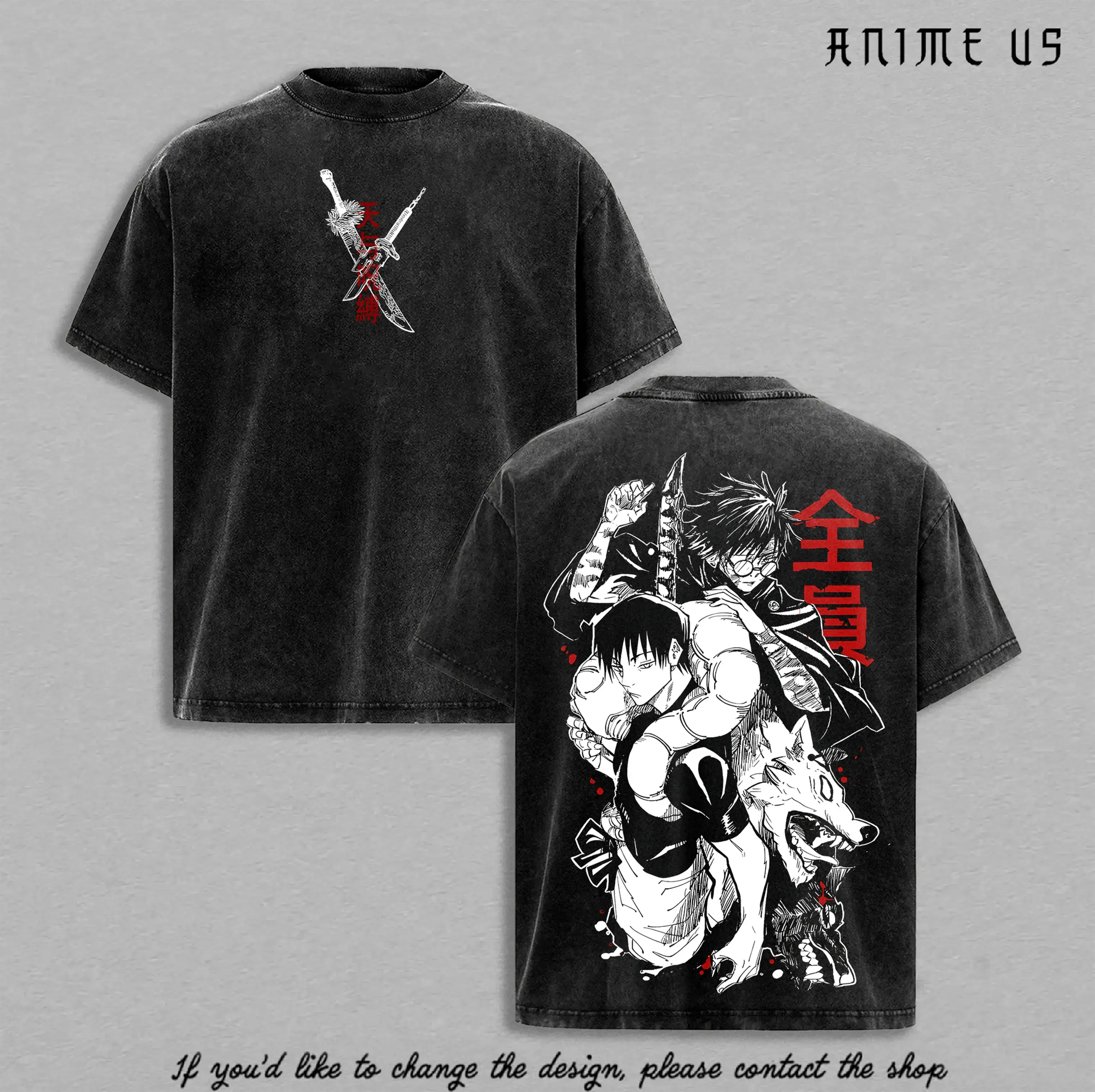 Men's Jujutsu Kaisen Graphic T-Shirt Vintage Washed Oversized Streetwear Featuring Toji Fushiguro Maki Zenin Megumi Fushiguro and Divine Dog Shadow Technique Lightweight All Seasons Anime Tee Casual Cool Aesthetic Hip Hop Fashion Best Gift for Otaku Fans