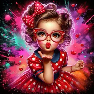 5D DIY Full Drill Round Diamond Painting - Diamond Art Kit Red Polka Dot Skirt Mosaic, Canvas - DIY Decorative Painting, Home Wall Decor, Suitable for Halloween and Christmas, Birthday and Anniversary Gifts, Diamond Painting Kits