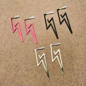 Lightning Bolt Earrings in Bold Colors - Pink Black and Gold Options Available