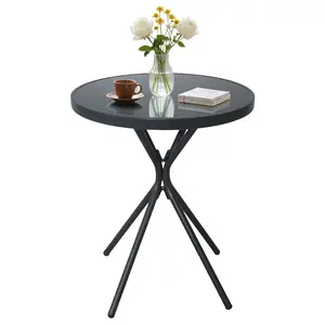 EortheX 23" Round Bistro Side Table for Patio or Home Use