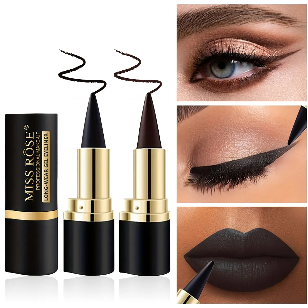 Two-Piece Eyeliner Pencil Set, Long-Lasting 24-Hour Gel Eyeliner, Matte Finish, Quick-Dry Anti-Fade, Waterproof Formula, Daily Use, Longwear Eyeliner, Eye Makeup Product