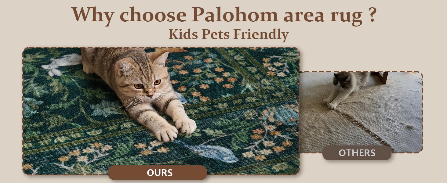 Palohom Ultra-Soft Faux Wool Washable Area Rug - Non-Slip Low Pile, Stain-Resistant, Lightweight Household Room Decor for Living Room, Bedroom
