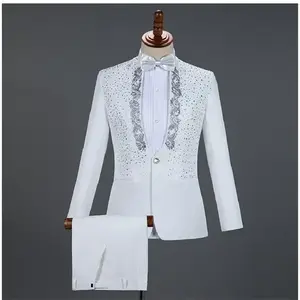 Luxury Embroidered Two-Piece Set — One-Button Printed Evening Dress Jacket and Pants, Elegant Sports Jacket and Pants, Wedding Suit — Men’s, Formal. Small Size GARMENTARY