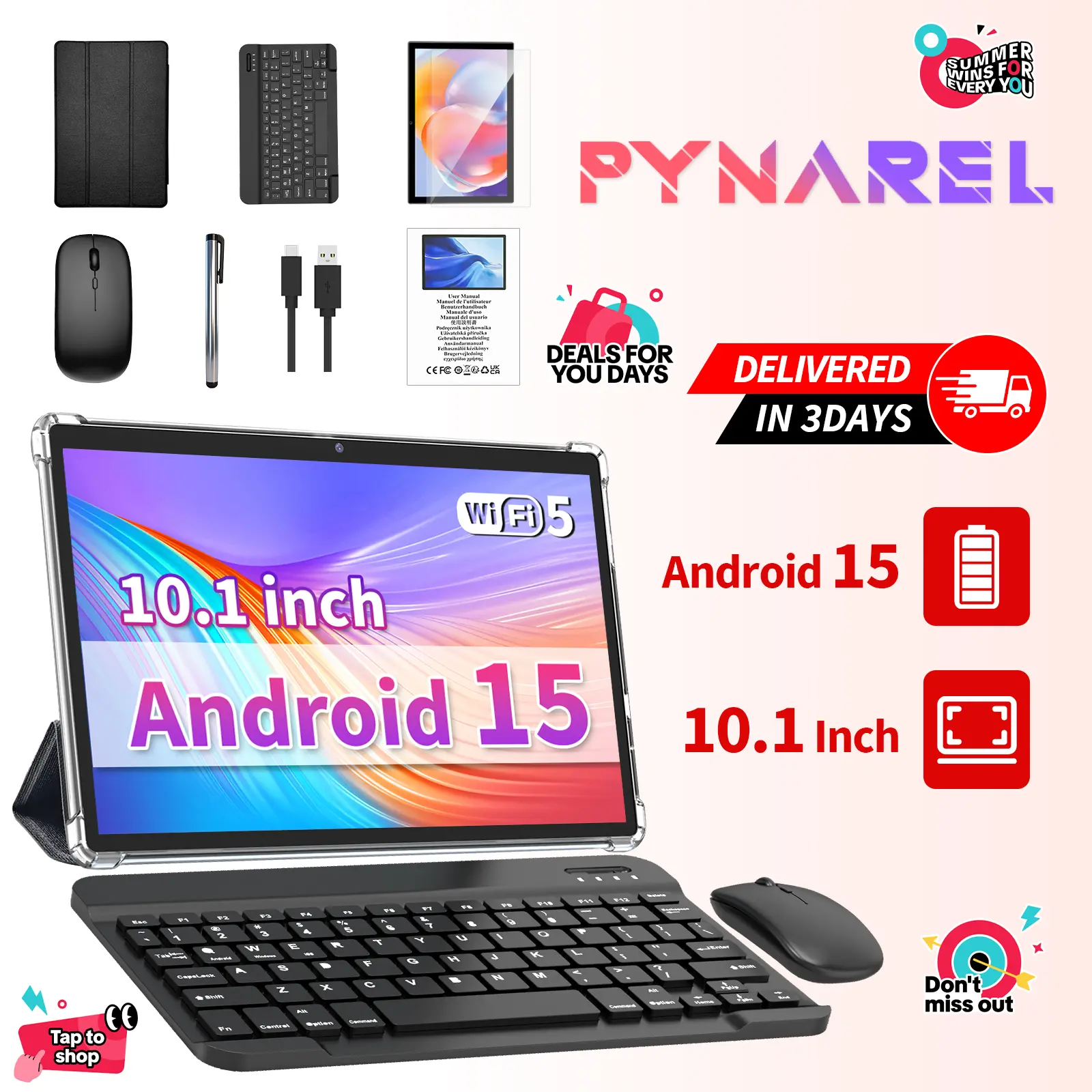 【SummerTurnUp】2026 Back To School Family Tablet - All in 1 Bundle with Keyboard, Mouse, Stylus, Case - Foldable Device with Camera, Bluetooth, Screen, Streaming & Campus Life, back to school