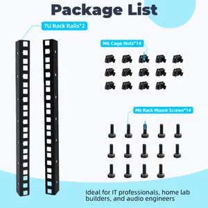 Professional Grade 7U Rack Rail Set|Dual Rails + 14 Sets of M6*16 Screws and Nuts|Compatible with 19 Inch Server Rack/Switch Rack/Audio Equipment/Network Cabinet Installation|IT Engineer Home Lab Recording Studio Preferred Choice