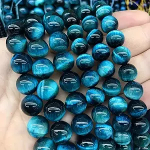 Tiger Eye Beads 4-12mm Natural Wood Fossil Decorative Beads Straight Hole DIY Bracelet Jewelry Making Supplies