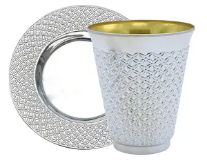 Silver Kiddush Cup And Saucer | Set of 50