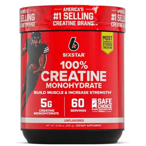 Six Star Micronized Creatine Monohydrate Powder Unflavored for Muscle Building Strength Workout Performance and Recovery 60 Servings