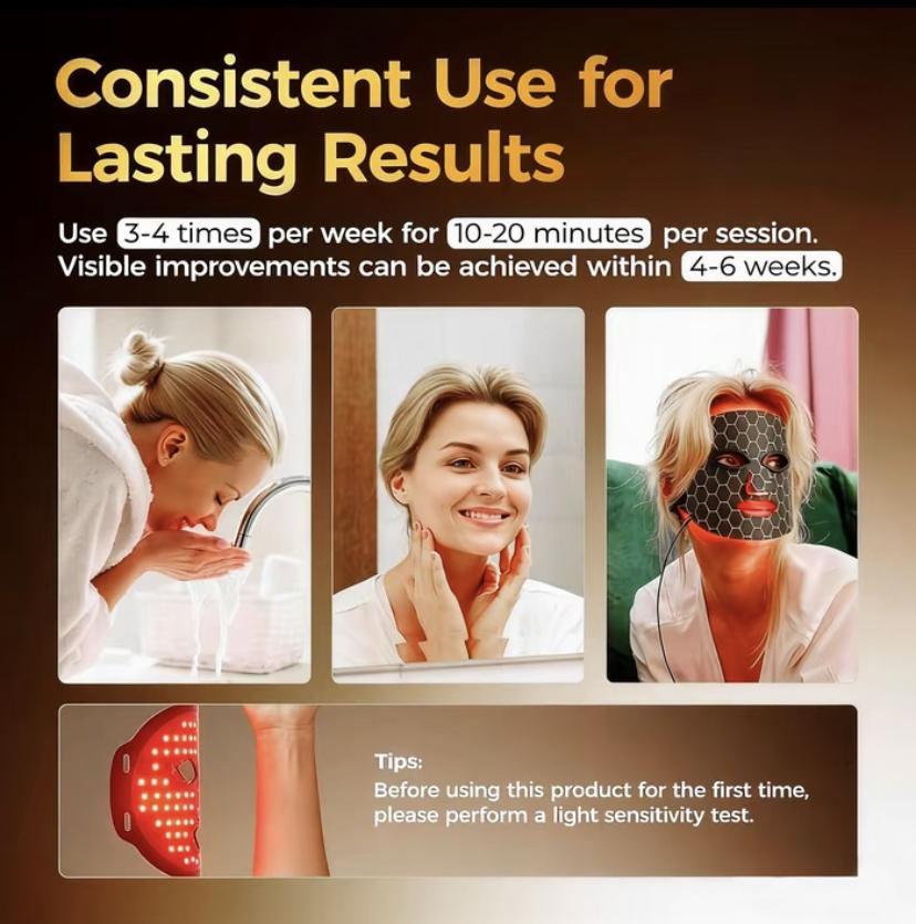 【Mother's Day Gift】Red Light Therapy for Face, LED Face Mask Light Therapy with Rechargeable Remote for Acne, Wrinkles, Skin Rejuvenation, Portable Facial Skin Care Mask with Timing Function - Home Use 96 LED Beads