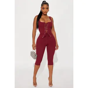 Carina Snatched Pant Set - Burgundy