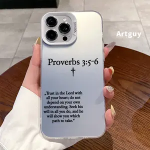 Phone Case for iPhone 16 Pro Max 15 Plus 16E 14 13 12 11 XR XSS Excerpts From Minimalist Proverbs Pattern Matte Military-Grade Drop Protection Silicone Cover