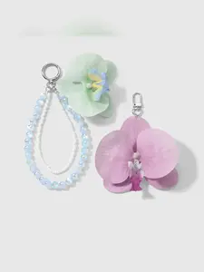 Bohemian Vacation Style Tropical Flower Orchid DIY Keychain Bag Charm, Y2K Sweet Match, Suitable for Holiday Boho Style Decor