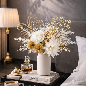 Artificial Flower Arrangement Set, Decorative Faux Flowers, Enhance Home Decor, Living Room Entryway TV Cabinet Accent, Elegant Desktop Decoration