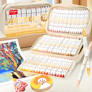 Acrylic Paint Pens Dual Tip Brush & Chisel Tip,Acrylic Paint Markers Automatic Ink Control,for Rock Painting,Ceramic,Wood, Canvas,Glass, Stone,Fabric,Card Making,DIY & Art Supplies, Art Materials