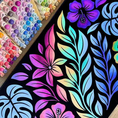 Wook Books Color Your Own Desk Mat Large Mousepad Non-Slip Rubber Desk Mat for Alcohol Markers Hand Drawn Design 23.25"x13.75"