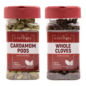 [Father's Day Sale] Eastanbul Cardamom Pods Whole 4.4oz and Whole Cloves 3.5oz, Spice Buddies