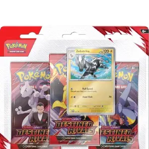 3 pack of destined rivals comes with  a promo  of  zebstrika purchase  these cards on your smartphone.