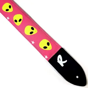 Green Alien on Pink Area 51 Guitar Strap - Alien on Pink Guitar Straps