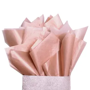 100 Sheets 20x14 Metallic Rose Gold Tissue Paper, Recyclable Gift Wrap for Parties, Weddings