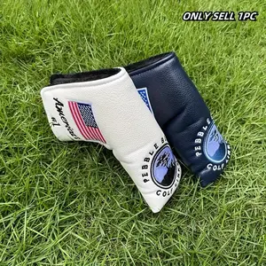 Embroidered Golf Putter Cover, 1 Count Durable PU Leather L-shaped Design Golf Club Head Cover, Protects Clubhead from Damage, Golf Accessory