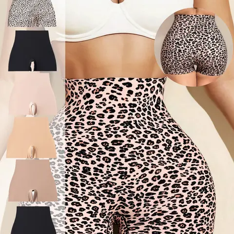Women's High Waisted Seamless Wide Thigh Briefs, Panties, Fashion Leopard Print Butt Lifting Underwear, Comfortable Skin-Friendly Breathable, 6 Pack, Breathable Comfy Panty