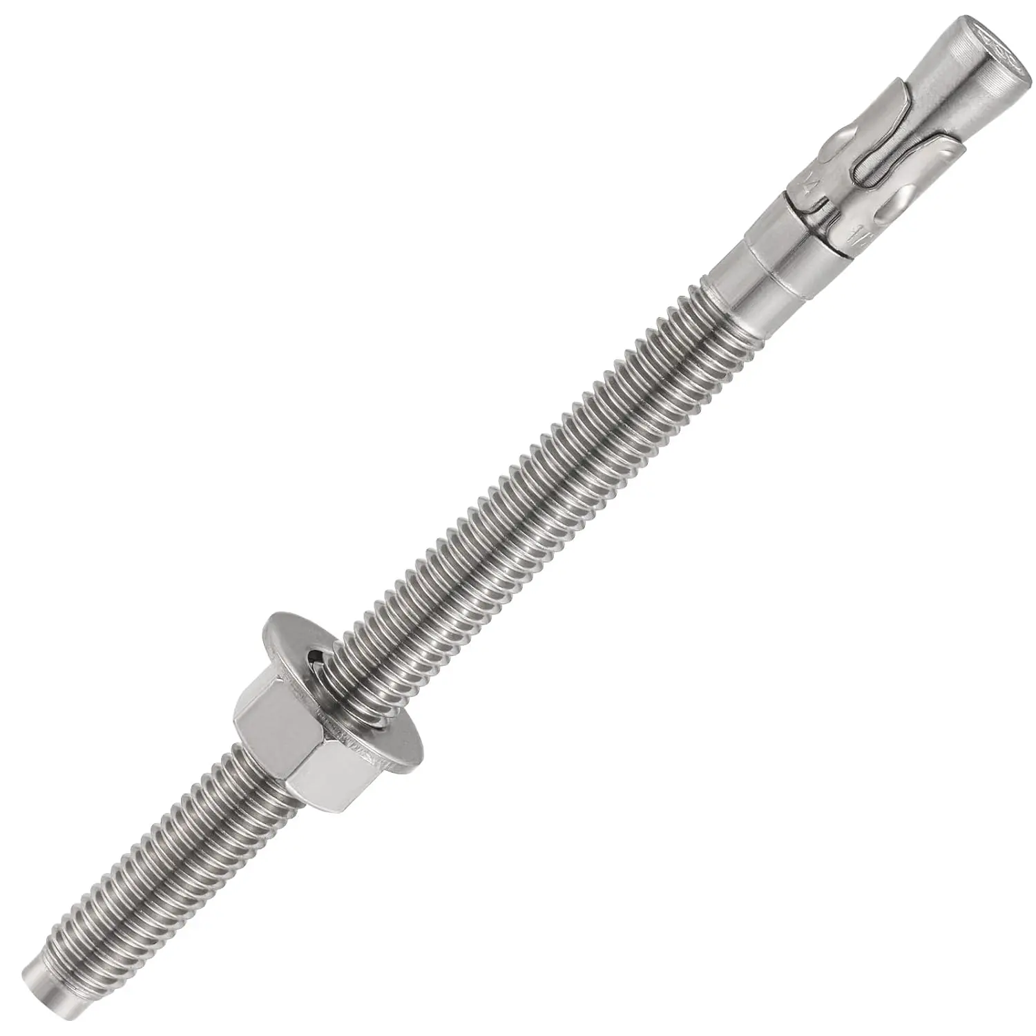 30-Count 304 Stainless Steel Wedge Anchors - 1/2x7 In Heavy-Duty Size Fasteners with Nut, Washer, Impact Drill Bit for Concrete Anchoring Applications