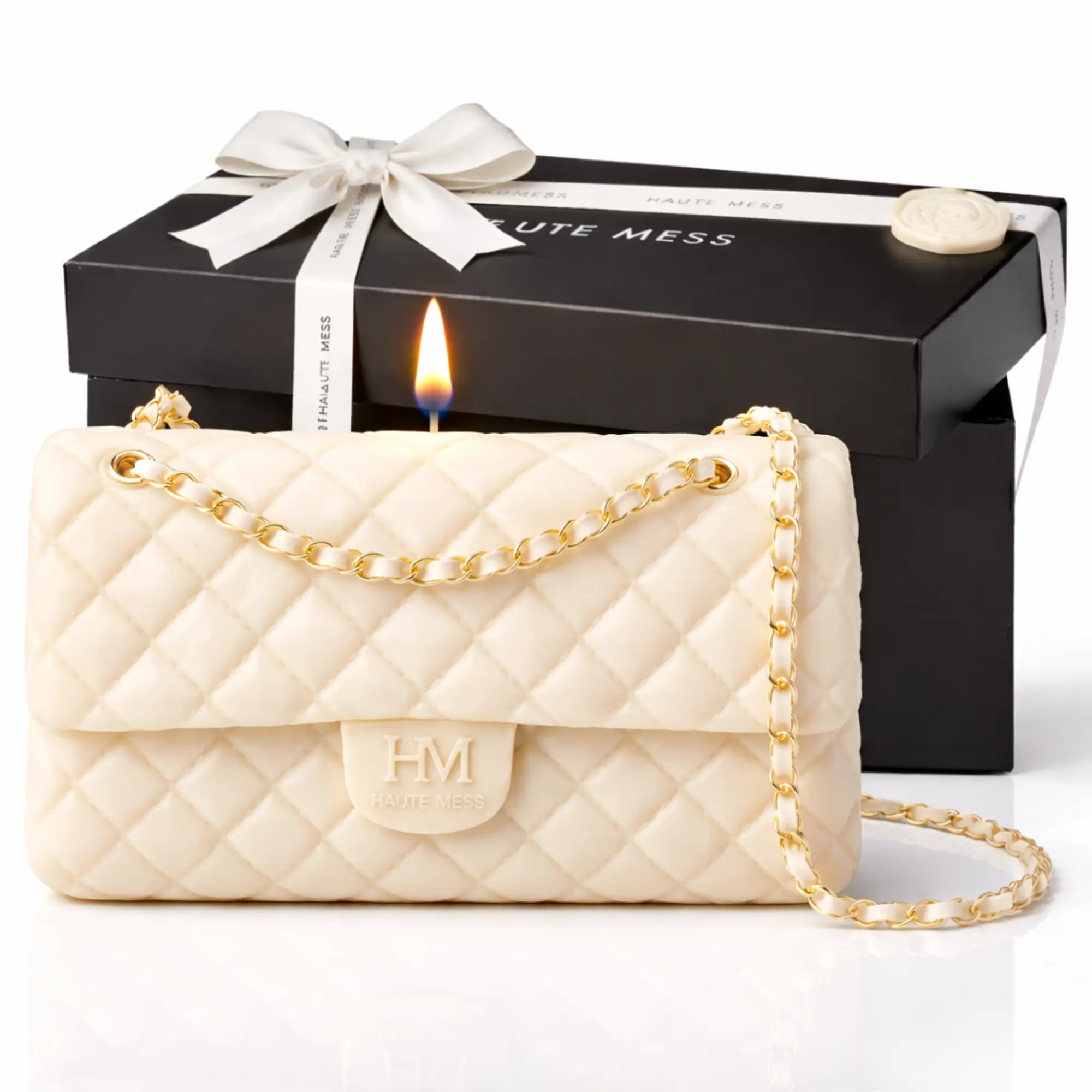 Handbag Candle with GiftBox - Haute Mess by Air Wax - Luxury Scented Candle in Black Gift Box, Designer-Style Purse Candle- Luxury Gifts for Women - Aesthetic Candles - Designer Gifts for Girlfriend