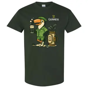 Guinness Golf Toucan T-Shirt, Funny Irish Beer Graphic Tee, Funny Golf Apparel, Humor Cotton Shirt