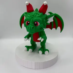 Christmas Elf Dragon 3D Print - 3D Printed Festive Decoration with Detailed Design & Christmas Theme Perfect for Gifts