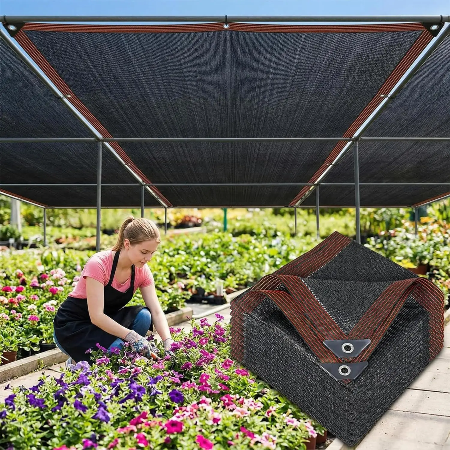 Sukh Shade Cloth for Garden - 70% Sunblock Shade Cloth for Garden Black Mesh Tarp 6.5 x 10 FT Sun Shade Cloth Sun Cover Sunshade Net for Outdoor, Patio, Plant, Greenhouse | Sun Shade with Grommets for Greenhouse Plant, Patio, Balcony, Backyard