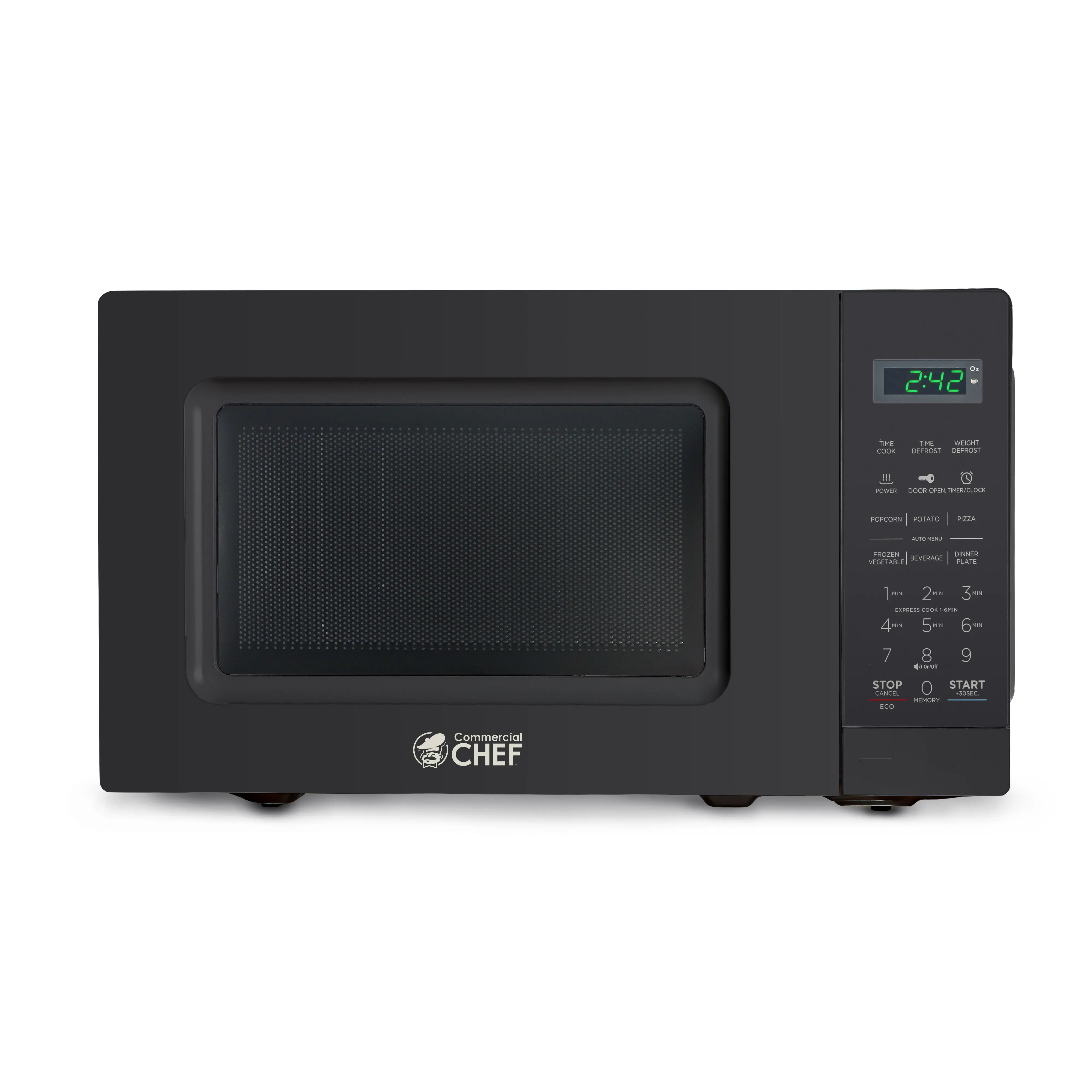 Commercial Chef 0.7 Cu. Ft. Countertop Microwave Oven, Touch Controls with Digital LED Display, 700W Small Microwave with 10 Turntable Plate, Push Button Door, 10 Power Levels