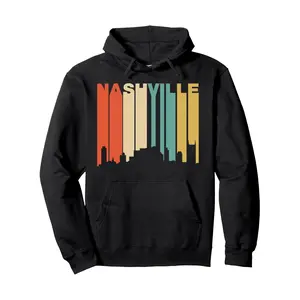 Men's Hoodies  Hoodie  Retro 1970's Style Nashville Tennessee Skyline Hoodie Pullover Hoodie