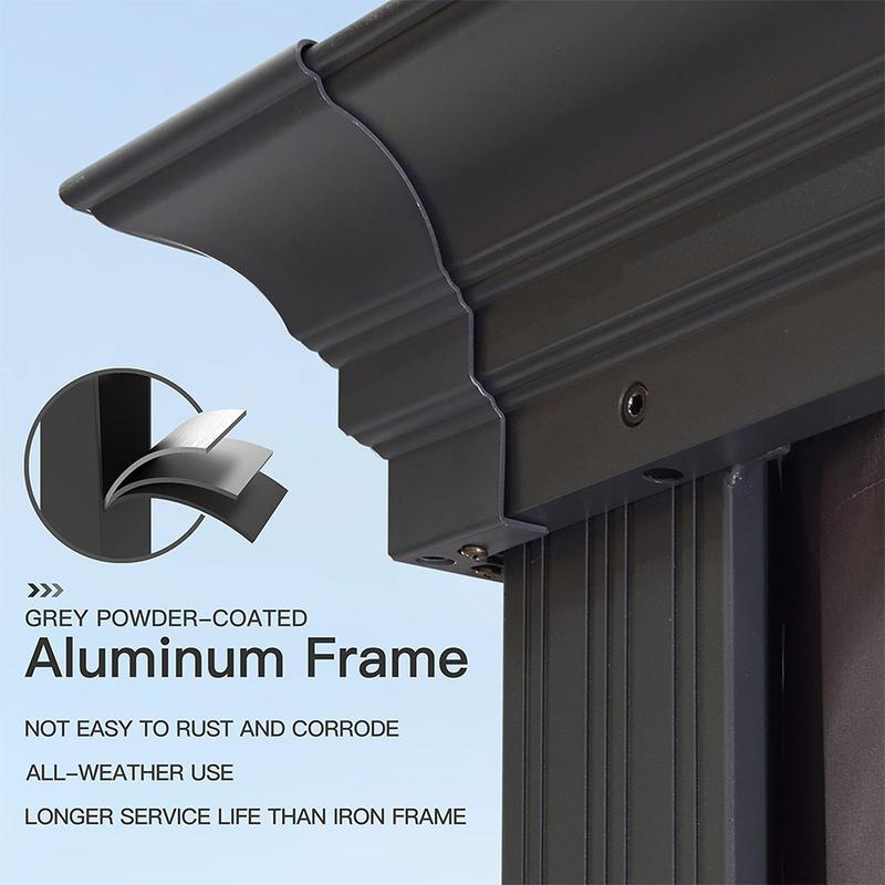 PURPLE LEAF 12' x 16' Patio Gazebo For Backyard | Hardtop Galvanized Steel Grey Frame With Upgrade Curtain