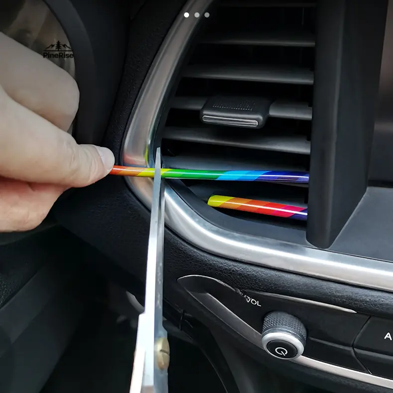 20Pcs Chrome-Look PVC Car Air Conditioner Vent Outlet Trim Strips - Bendable Classic Chrome Mirror Finish DIY Interior Moulding Line for Straight Vents, Car Interior Renovation Bag Accessory Charm for Luggage Customization