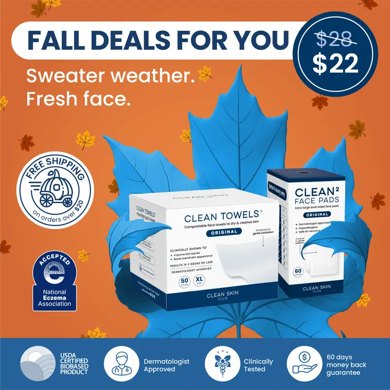 CLEAN SKIN CLUB The Clean Duo: Clean Skin Club Clean Towels XL + Face pads