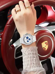 Luxury Women's Watch Waterproof Rubber Strap Round Dial, Elegant Quartz Wristwatch for Daily Wear, Casual Fashion Gift for Her