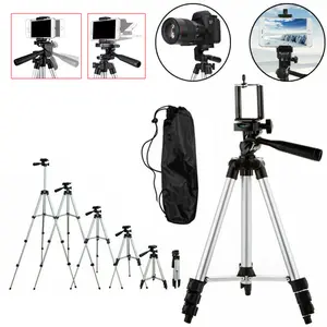 41" Camera Tripod Stand, Phone Tripod, Flexible Tripod for Camera Cell Phone, Portable Aluminum 4 Section Telescopic Legs Camera Stand Bracket Mobile Phone Selfie Stickholder with Carry Bag for DSLR & Smartphones