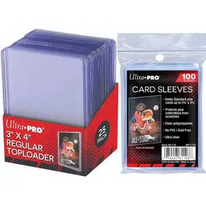 Ultra PRO 100-Count Soft Card Sleeves & 25-Pack 3x4 Top Loader for Baseball Gaming Sports Cards Clear Polypropylene Protection