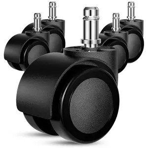 Office Chair Wheels Replacement, 5 Pcs 2 Inch Heavy Duty Office Chair Casters, Safe Mute Rotating Rubber Wheels for Computer Desk Chair, Universal Size Fits 99% for Wood Floors and Carpet
