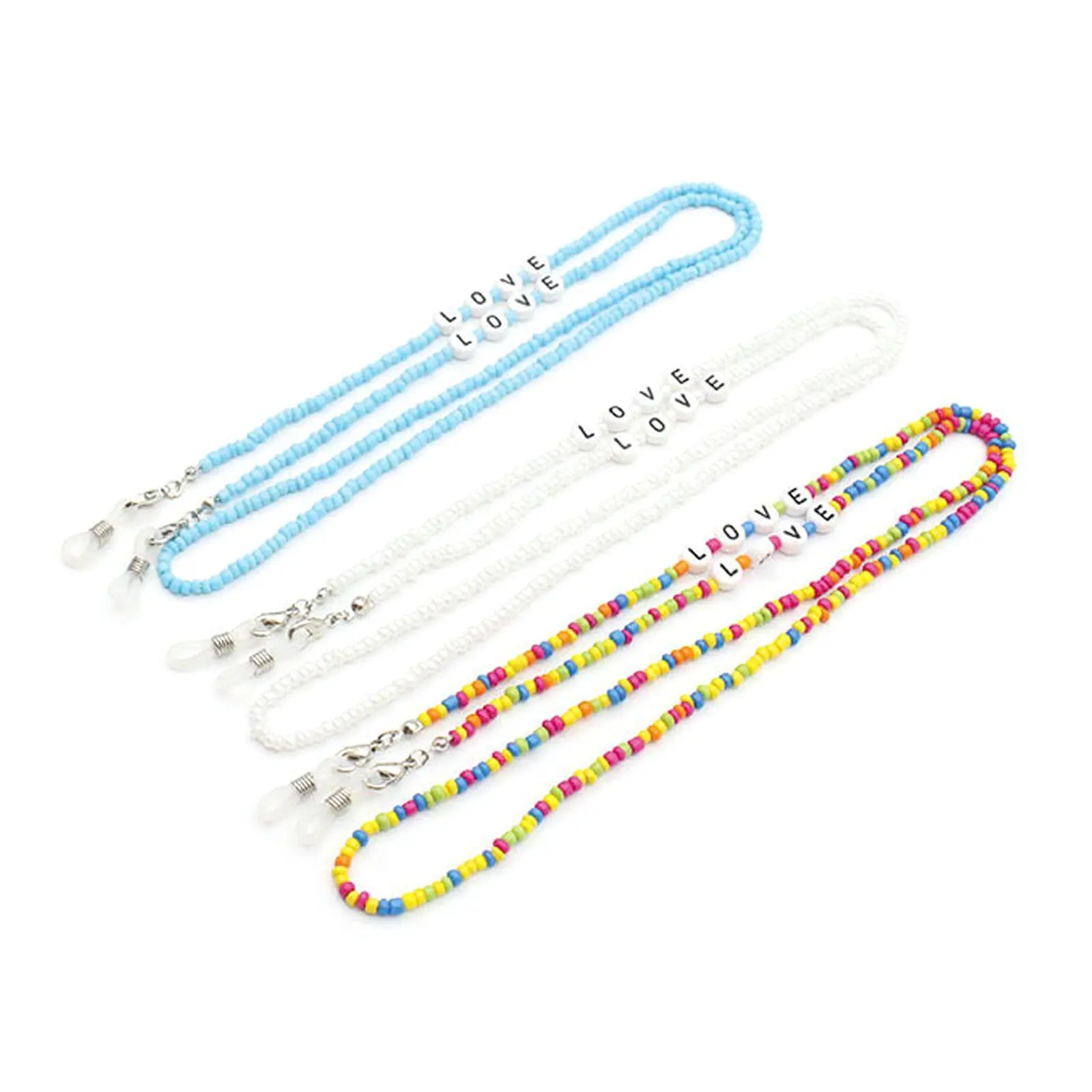 OIDEA 4Pcs Seed Beads Eyeglasses Strap Chain for Female - Bohemian Colorful Sunglass Lanyard, Ideal for Christmas, Birthday, Anniversary Gifts, Romantic, Mixed, Chain Strap, Anti-Loss Hold, Heart Charm, 28.35" Long, Decorative & Anti-Loss, Dual-Function D