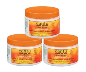 Cantu Natural Hair Leave-In Conditioner Cream Jar 12 Ounce (354ml) (3 Pack) Deep Nourishing Repairing Frizz