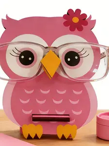 Owl Glasses Holder, Wooden Animal Glass Display Stand, Eco-Friendly Handmade, Desk Decor Gift, Suitable for Home Office, Unisex