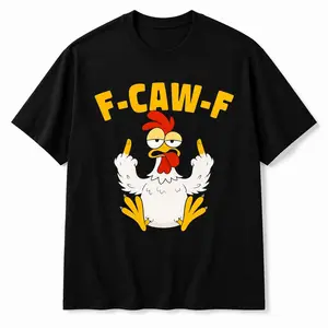F-Caw-F Chicken Humor Quote Rooster Meme Women's Shirt,  Humor Casual Short Sleeve Unisex Novelty Meme Bird Middle Finger Tee